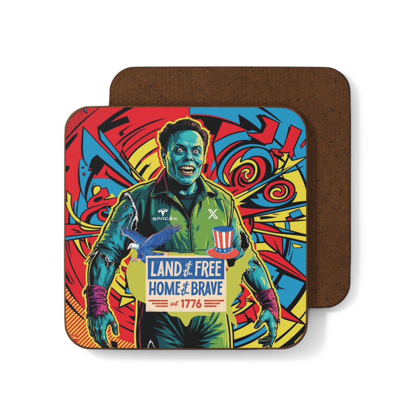 Zombie Musk-Hardboard Back Coaster