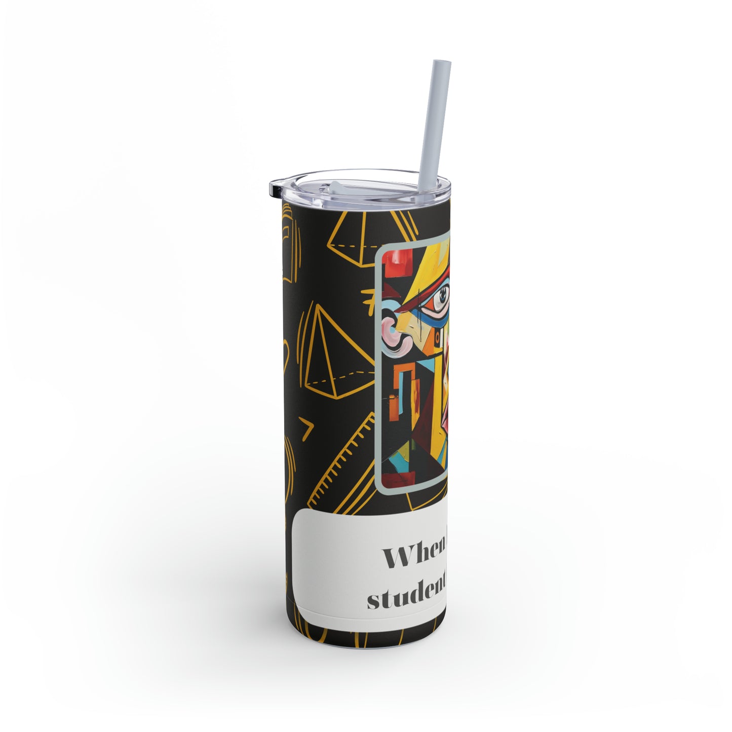 Student Loan Debt Funny Cubism Meme-Skinny Matte Tumbler, 20oz