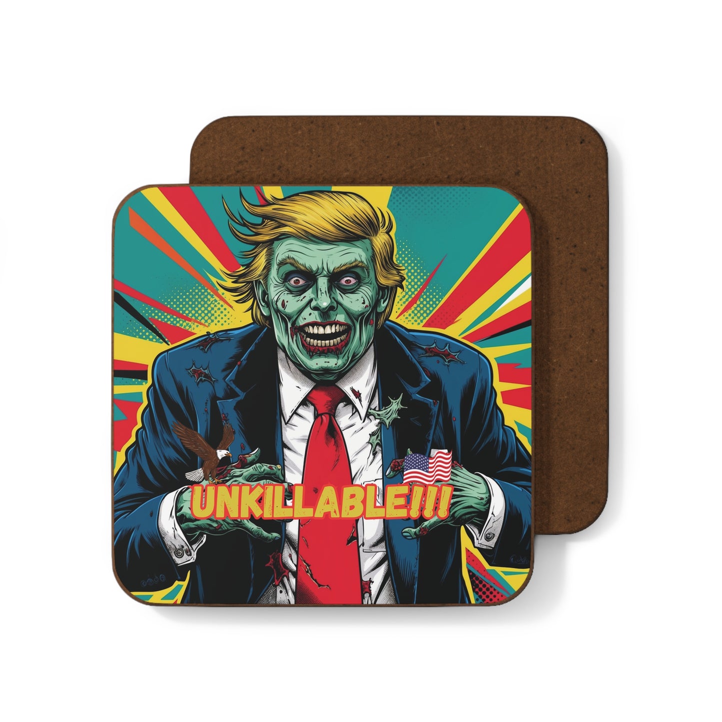 Zombie Trump Unkillable-Hardboard Back Coaster