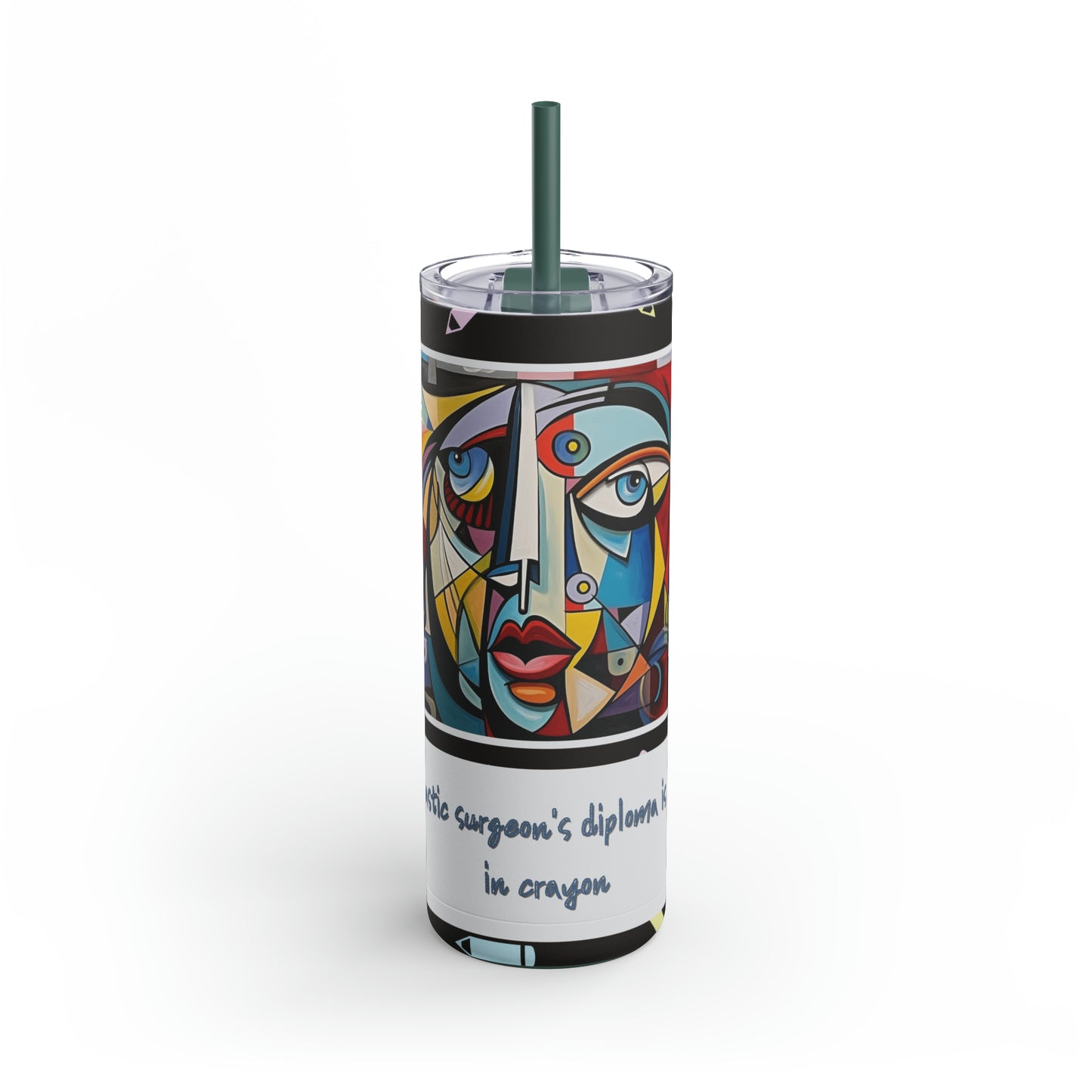 Unskilled Plastic Surgeon Cubism Meme-Skinny Matte Tumbler, 20oz