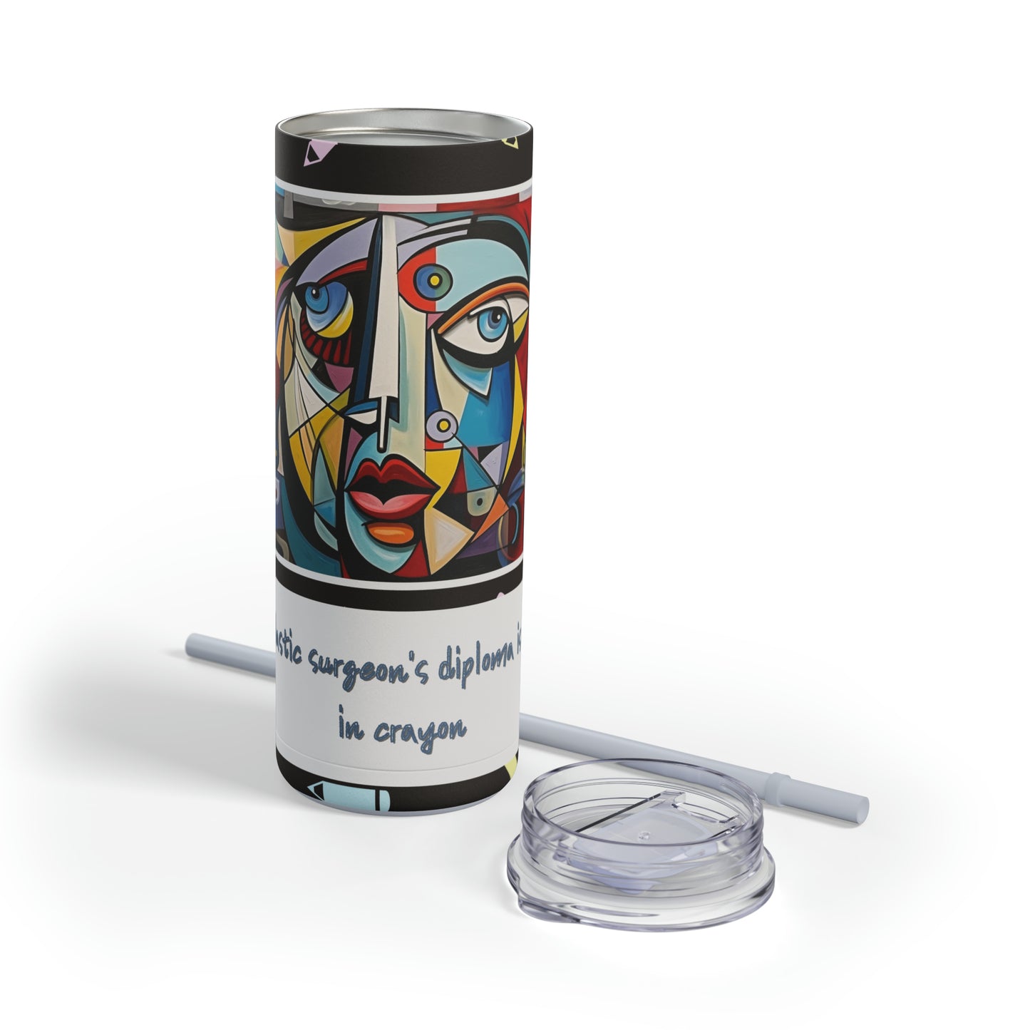 Unskilled Plastic Surgeon Cubism Meme-Skinny Matte Tumbler, 20oz