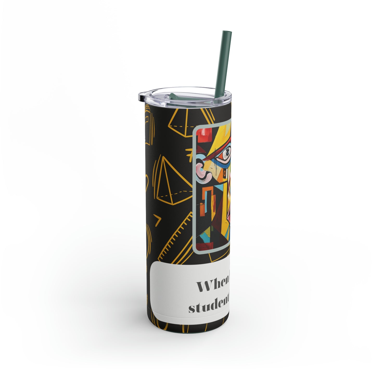 Student Loan Debt Funny Cubism Meme-Skinny Matte Tumbler, 20oz