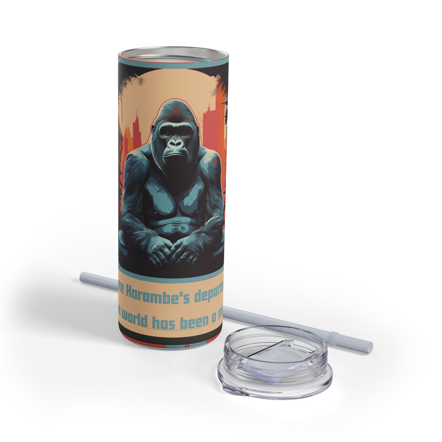 Harambe In Urban Jungle-Skinny Matte Tumbler, 20oz