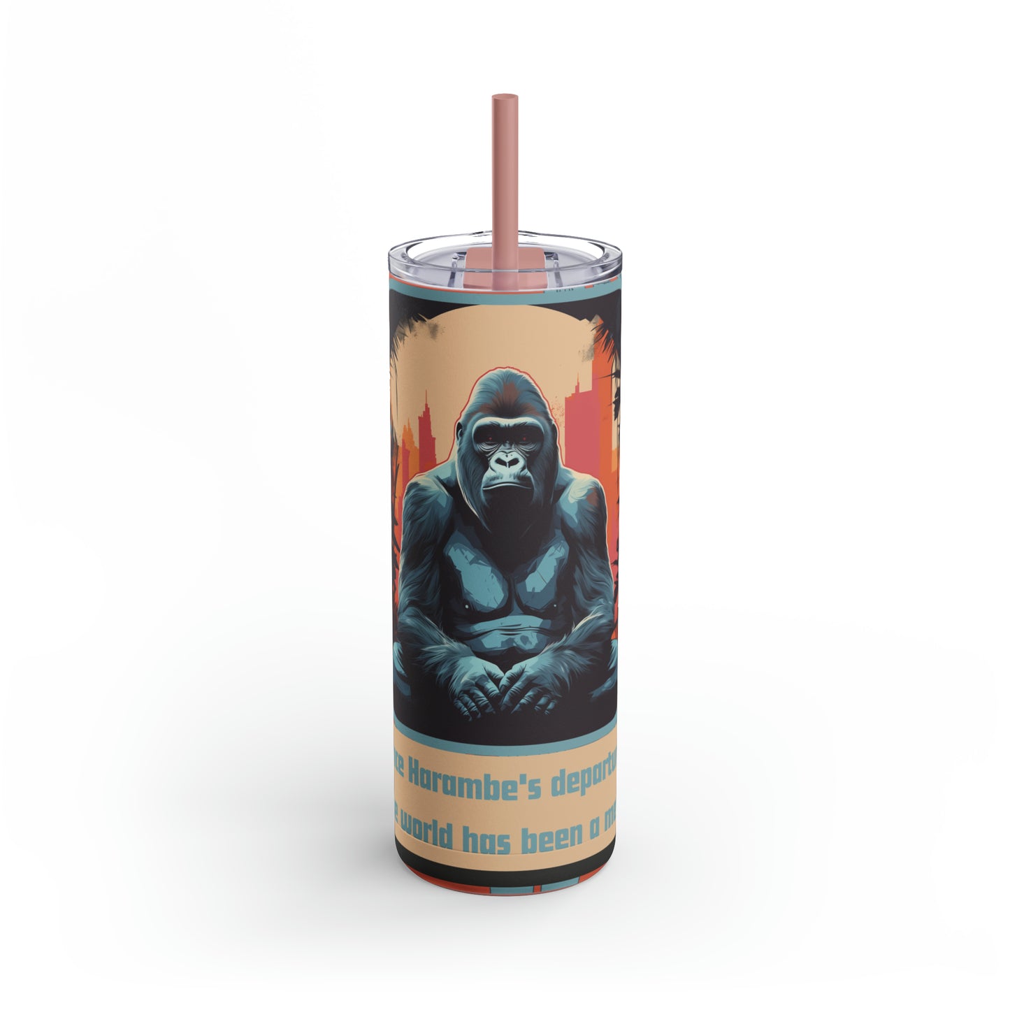 Harambe In Urban Jungle-Skinny Matte Tumbler, 20oz