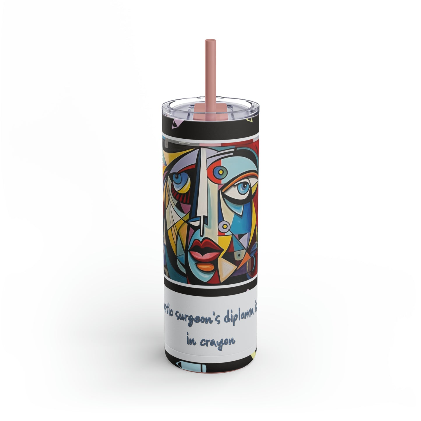 Unskilled Plastic Surgeon Cubism Meme-Skinny Matte Tumbler, 20oz