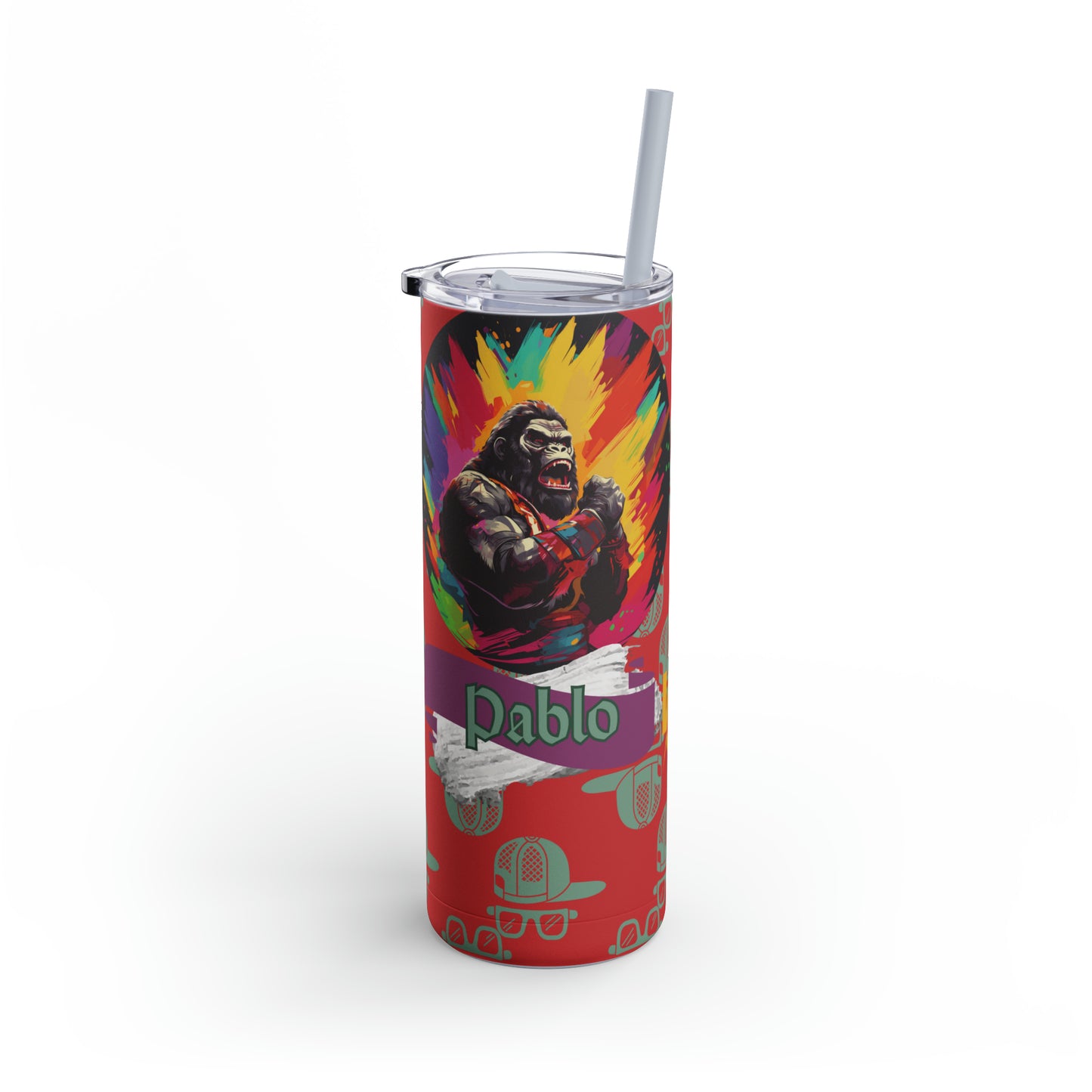 Harambe Vs Pablo-Skinny Matte Tumbler, 20oz