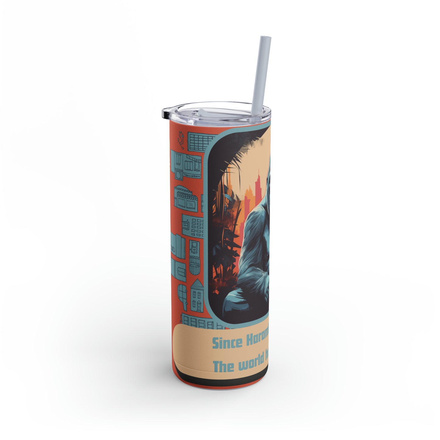 Harambe In Urban Jungle-Skinny Matte Tumbler, 20oz