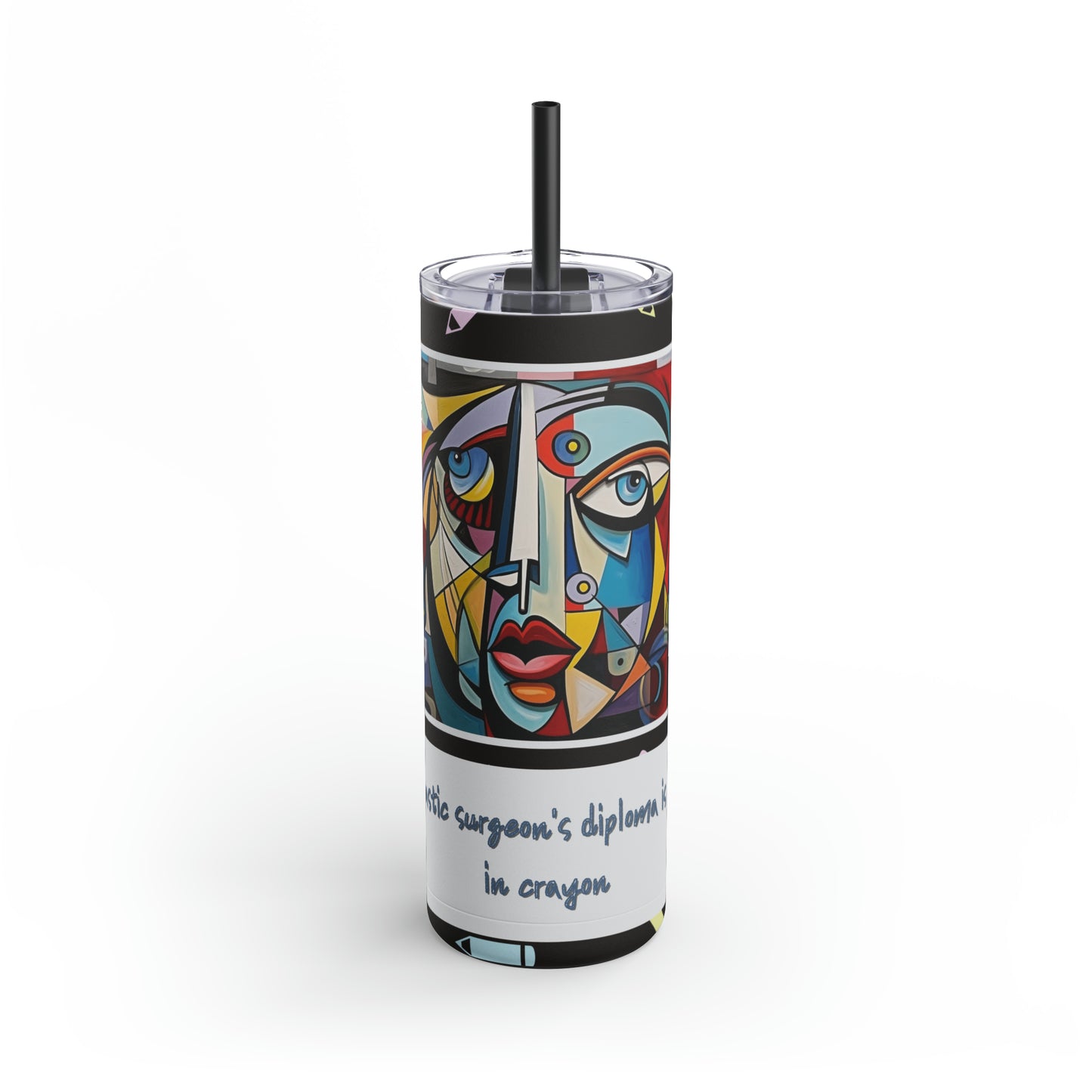 Unskilled Plastic Surgeon Cubism Meme-Skinny Matte Tumbler, 20oz