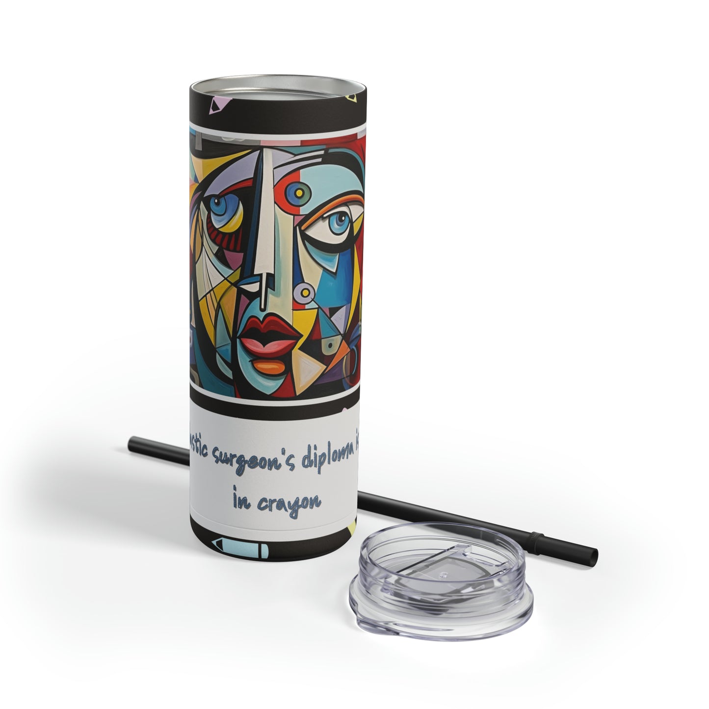 Unskilled Plastic Surgeon Cubism Meme-Skinny Matte Tumbler, 20oz