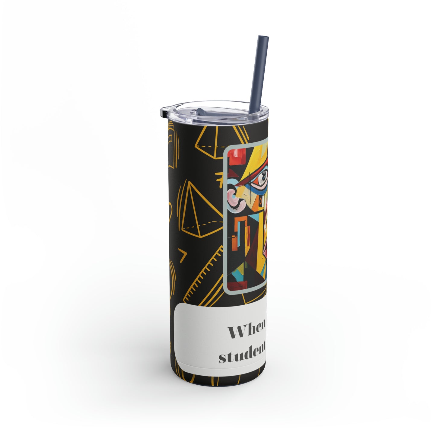 Student Loan Debt Funny Cubism Meme-Skinny Matte Tumbler, 20oz