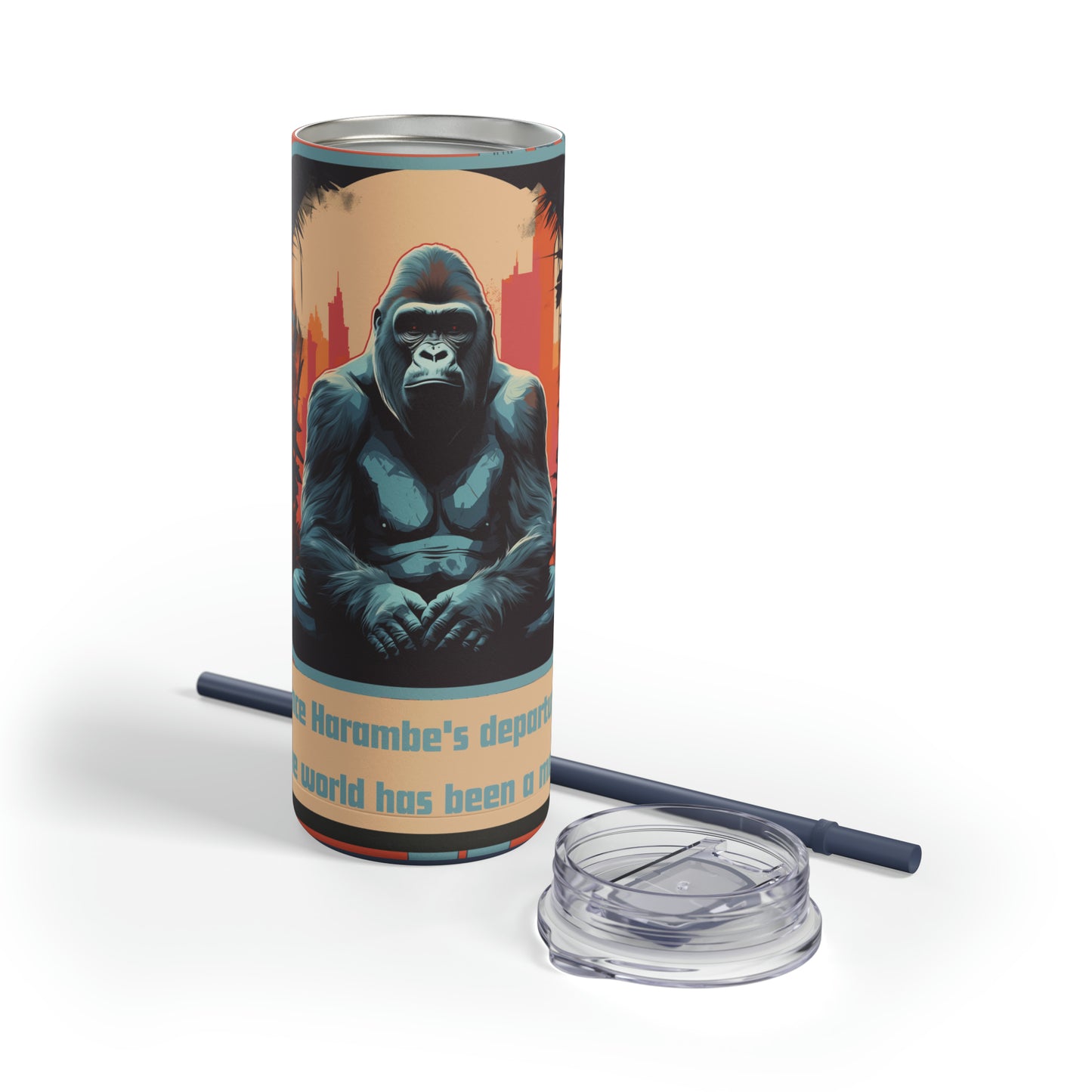 Harambe In Urban Jungle-Skinny Matte Tumbler, 20oz