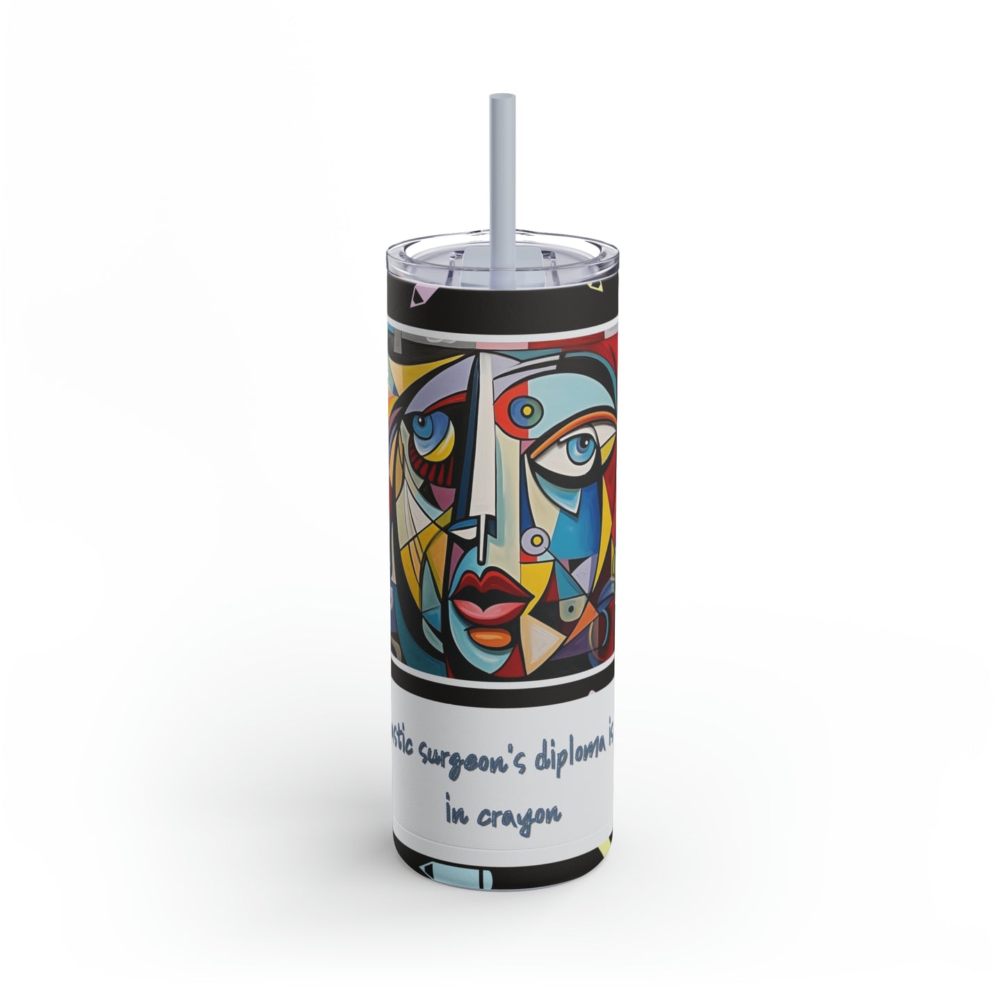 Unskilled Plastic Surgeon Cubism Meme-Skinny Matte Tumbler, 20oz