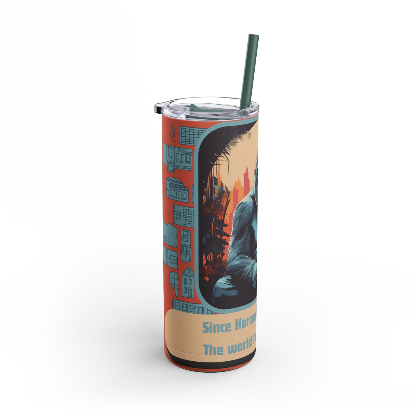 Harambe In Urban Jungle-Skinny Matte Tumbler, 20oz