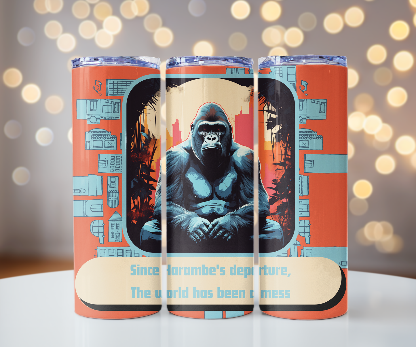 Harambe In Urban Jungle-Skinny Matte Tumbler, 20oz