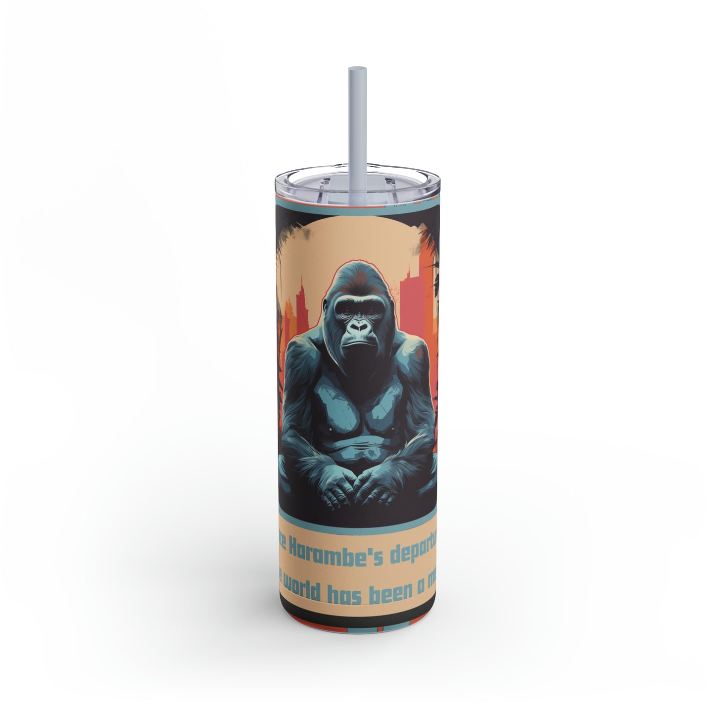 Harambe In Urban Jungle-Skinny Matte Tumbler, 20oz