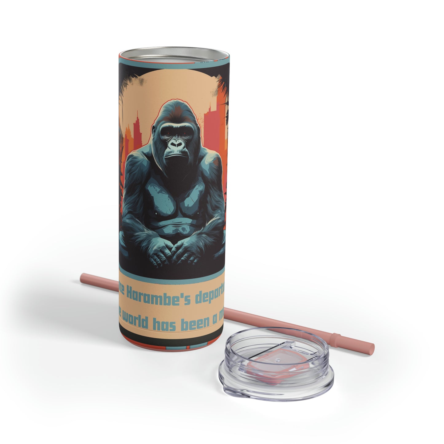 Harambe In Urban Jungle-Skinny Matte Tumbler, 20oz