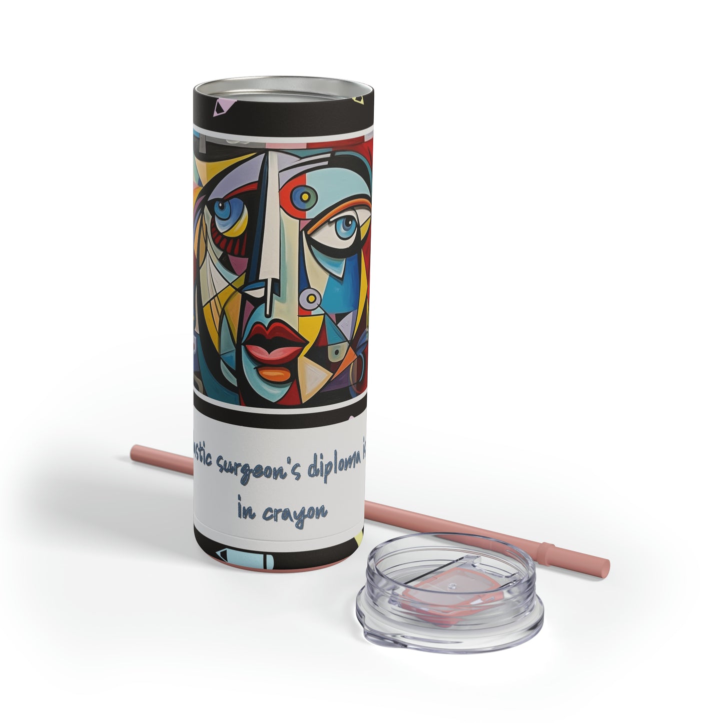 Unskilled Plastic Surgeon Cubism Meme-Skinny Matte Tumbler, 20oz