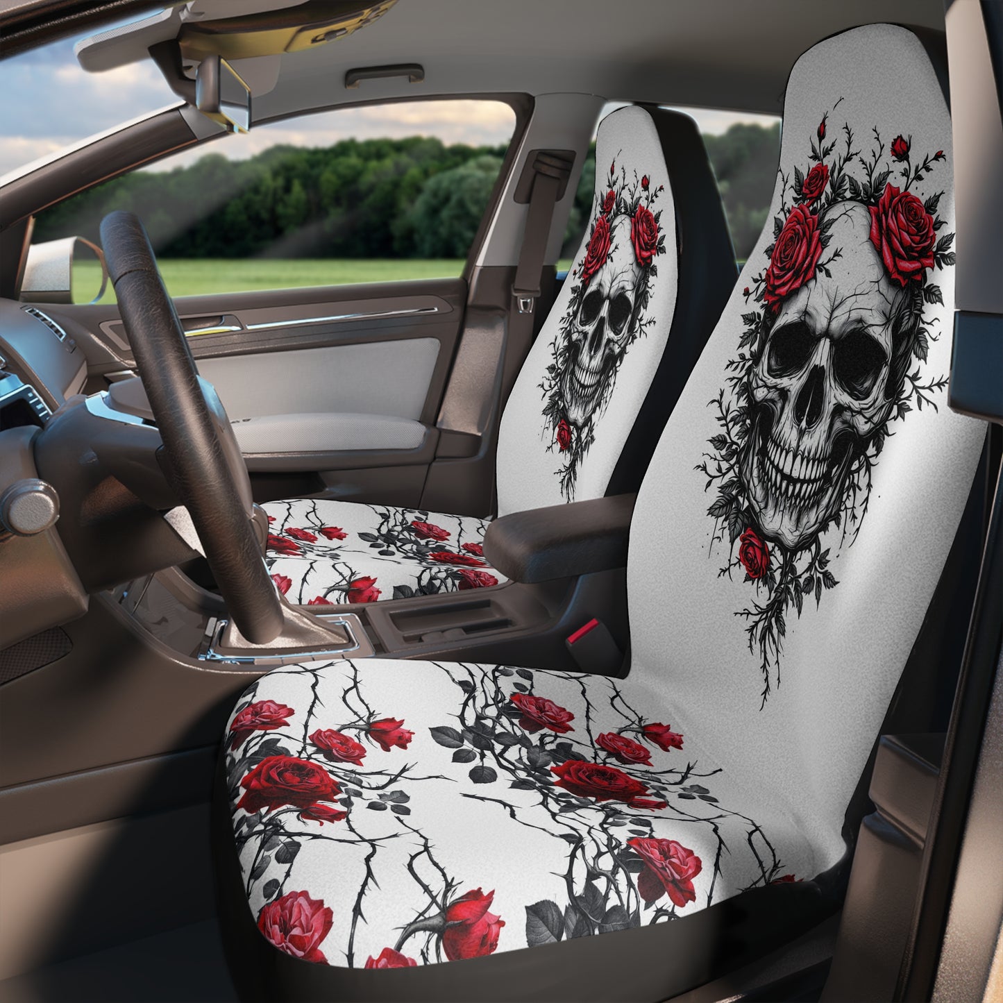 Skulls & Roses Car Seat Cover