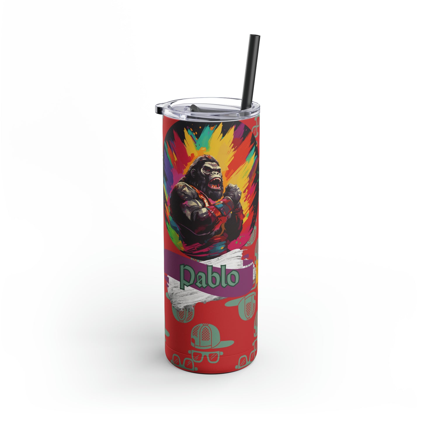 Harambe Vs Pablo-Skinny Matte Tumbler, 20oz