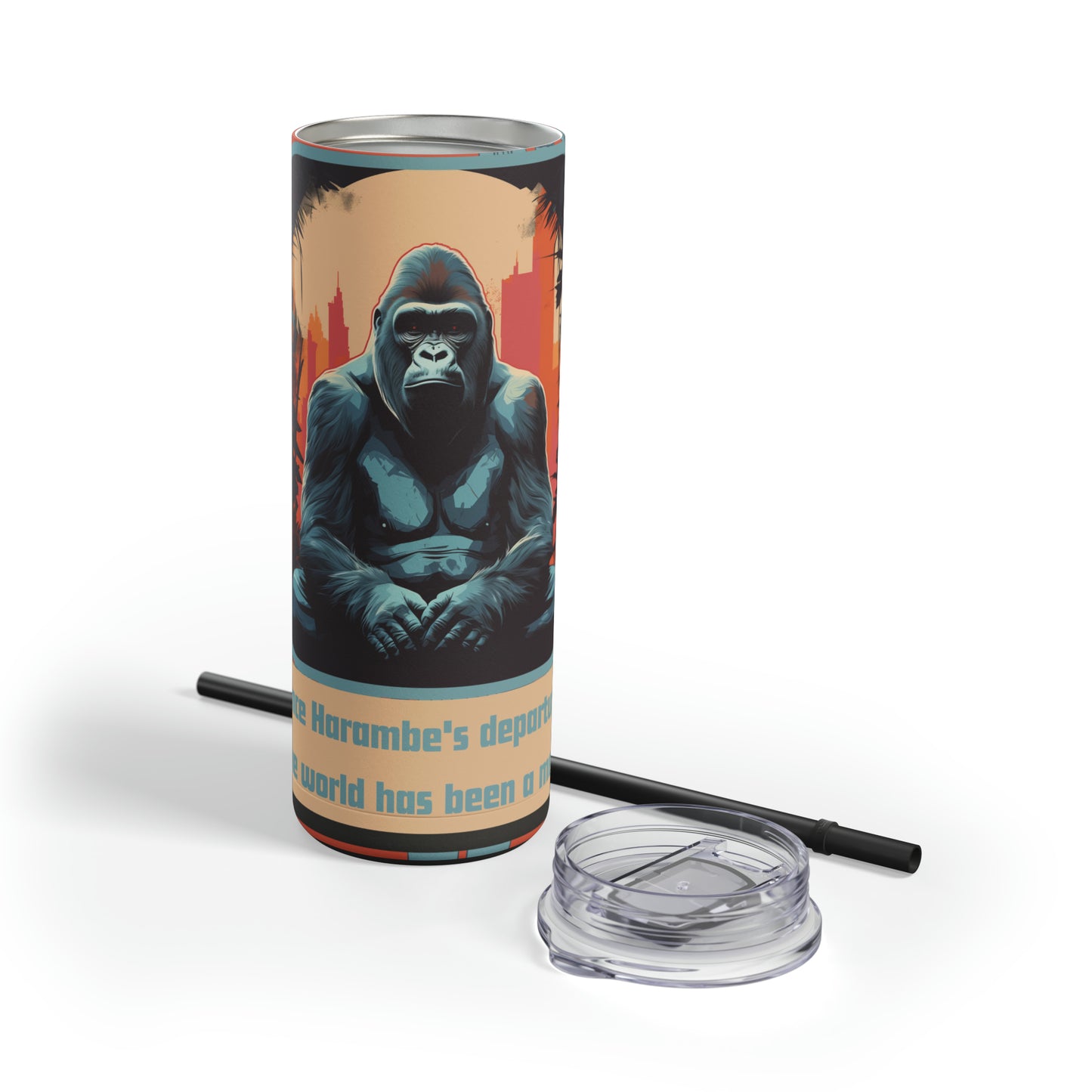 Harambe In Urban Jungle-Skinny Matte Tumbler, 20oz