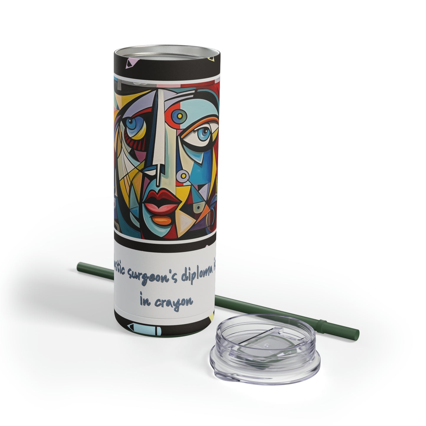 Unskilled Plastic Surgeon Cubism Meme-Skinny Matte Tumbler, 20oz