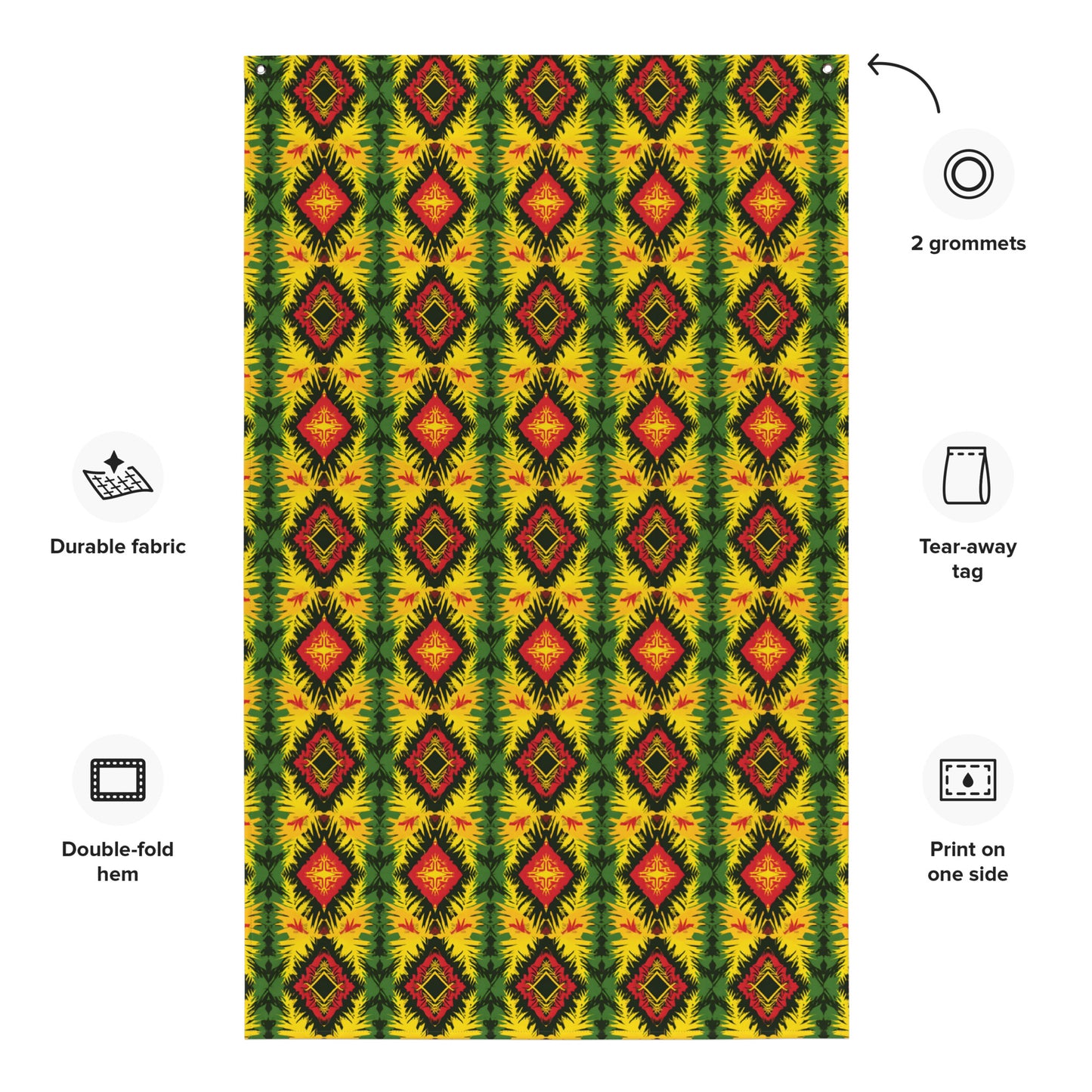 VibeDeco Banner-Rasta Inspired Pattern