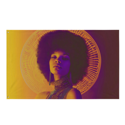 VibeDeco Banner- Synthwave Inspired Girl In Afro