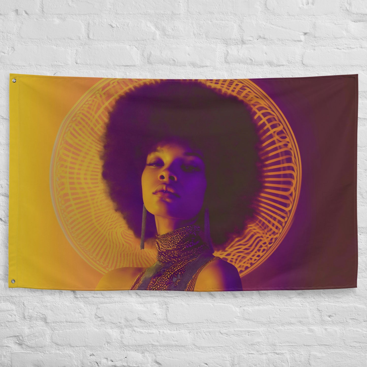 VibeDeco Banner- Synthwave Inspired Girl In Afro