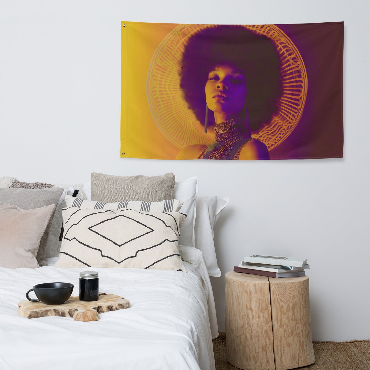 VibeDeco Banner- Synthwave Inspired Girl In Afro