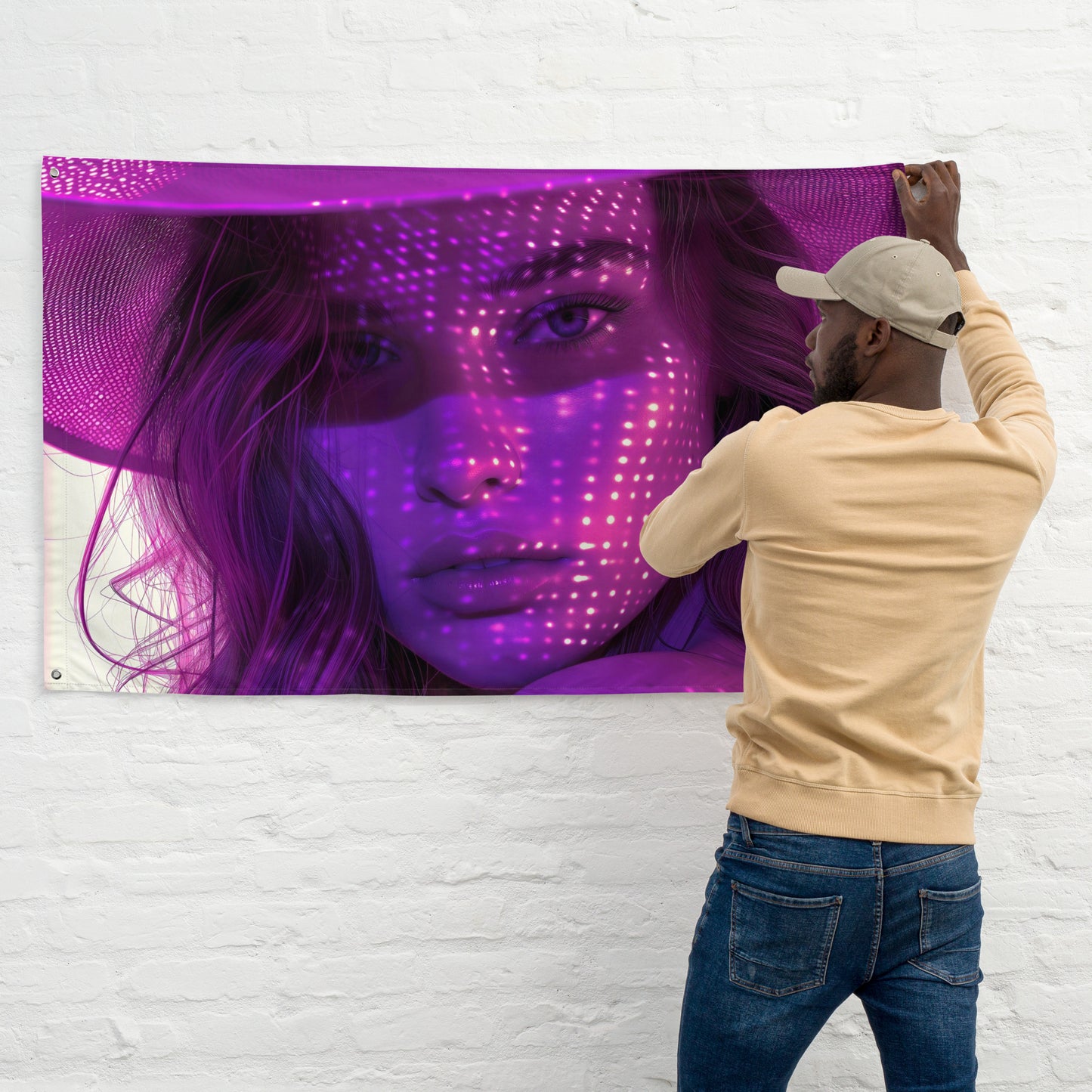 VibeDeco Banner- RetroWave Inspired Woman In Beach Hat