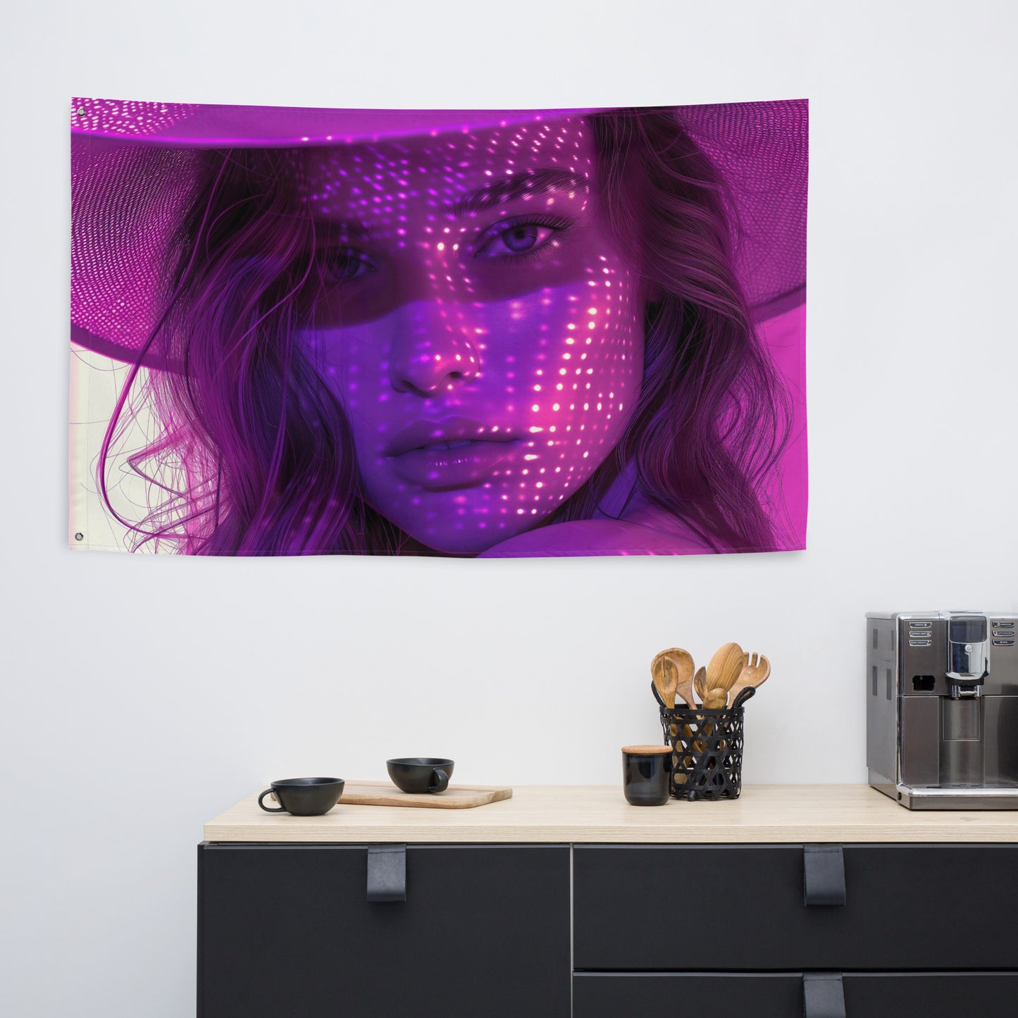 VibeDeco Banner- RetroWave Inspired Woman In Beach Hat