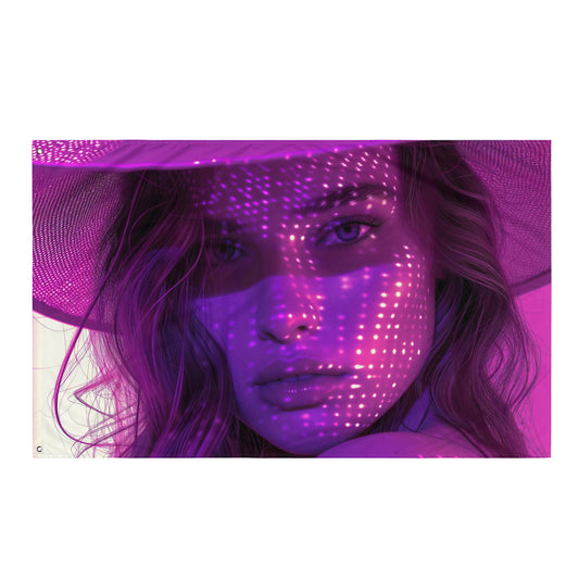 VibeDeco Banner- RetroWave Inspired Woman In Beach Hat