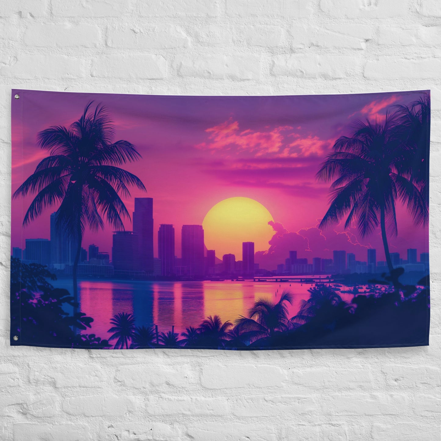 VibeDeco Banner- Synthwave Miami In Sunset