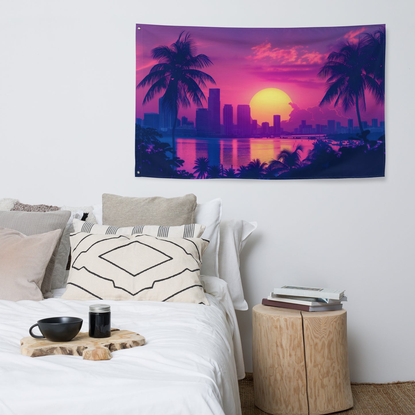 VibeDeco Banner- Synthwave Miami In Sunset