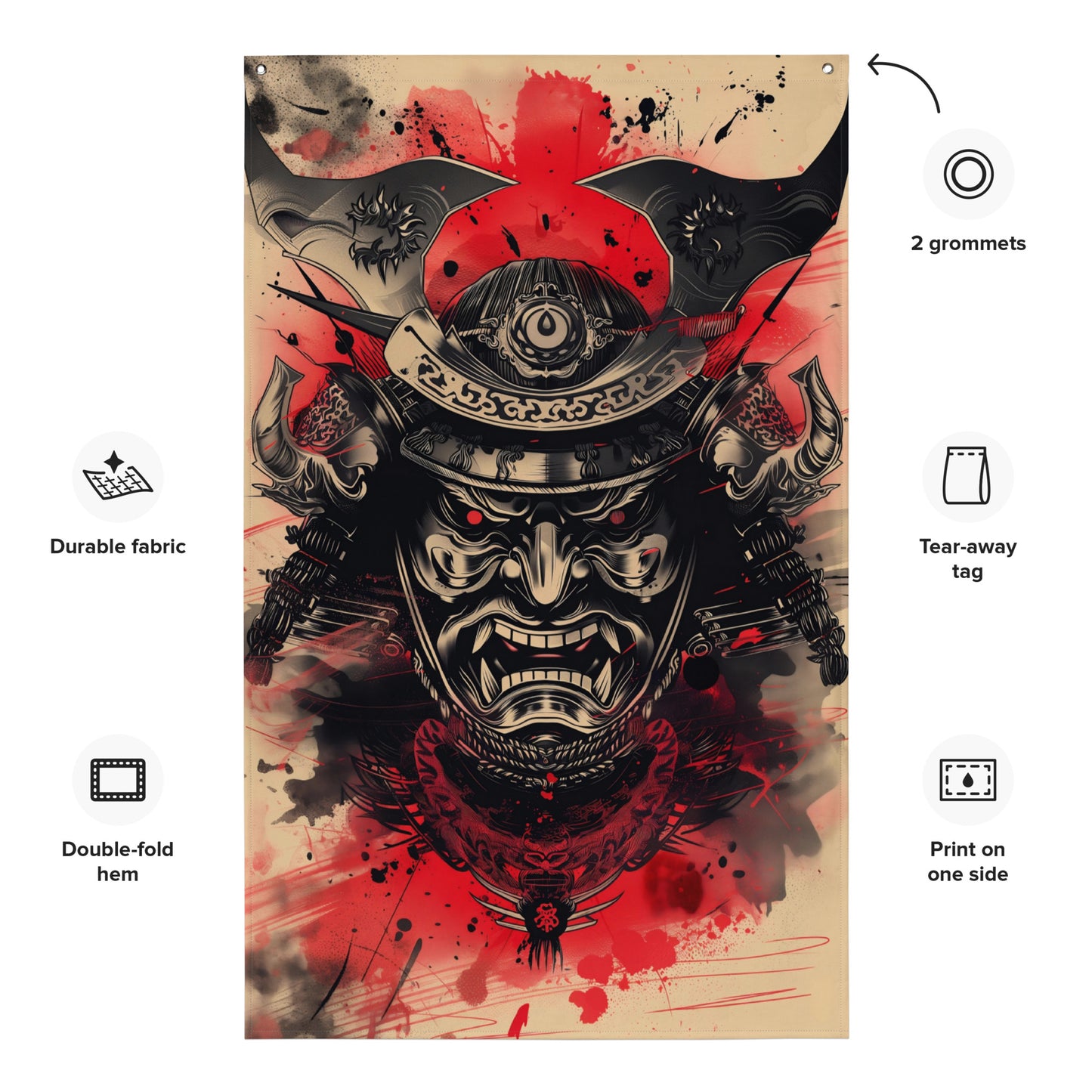 VibeDeco Banner-Samurai Mask