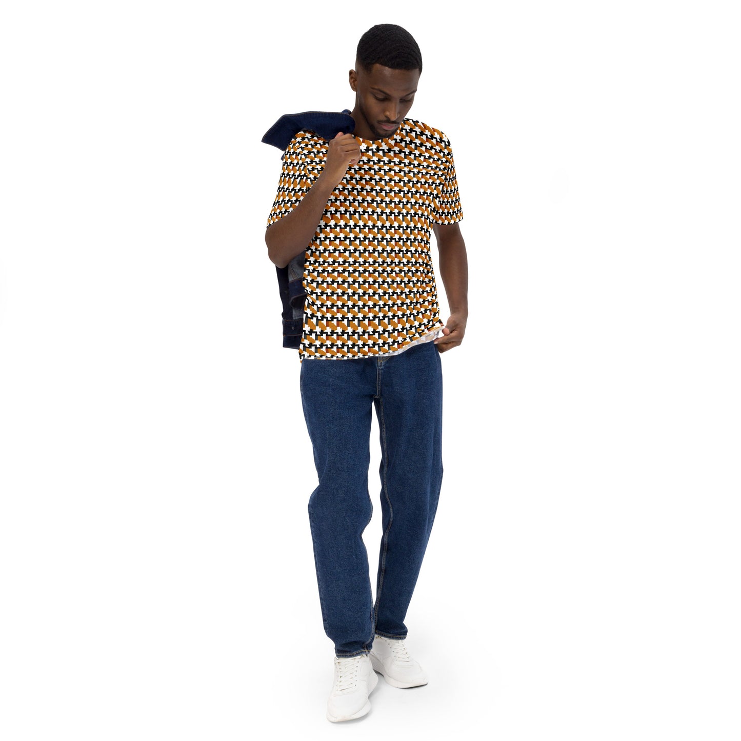 Men's t-shirt In French Inspired Pied De Poule Pattern