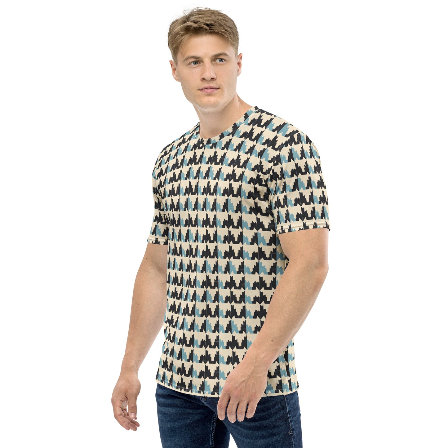 Men's t-shirt In French Inspired Pied De Poule Pattern