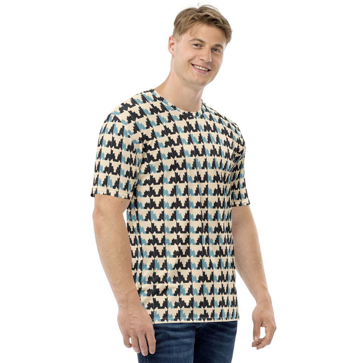 Men's t-shirt In French Inspired Pied De Poule Pattern