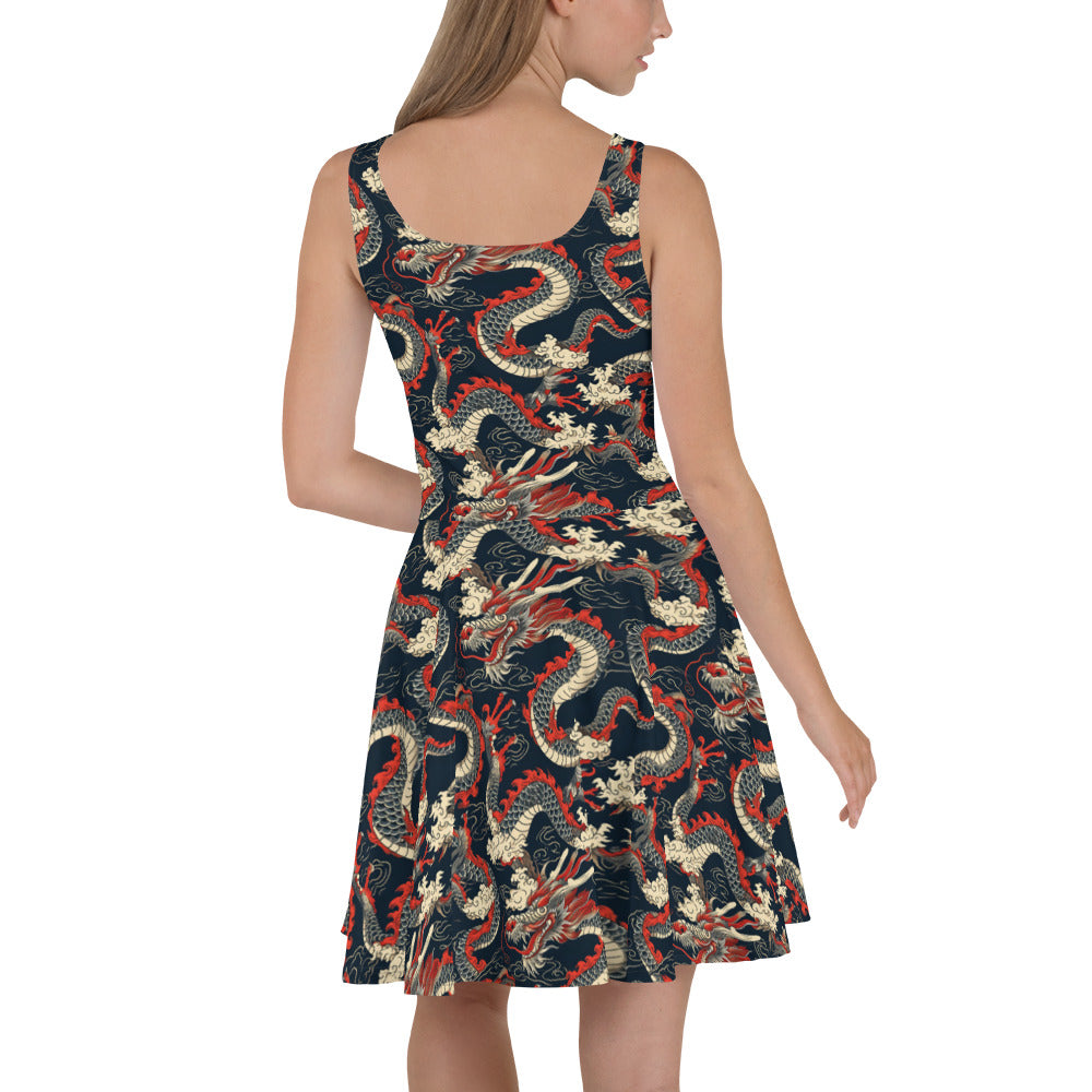 Skater Dress In Dragon Pattern