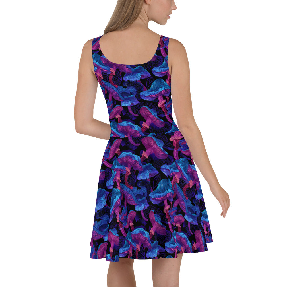 Skater Dress In Abstract Mushroom Pattern