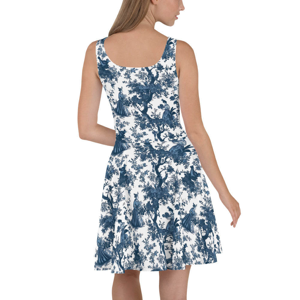 Skater Dress In French Toile de Jouy Pattern