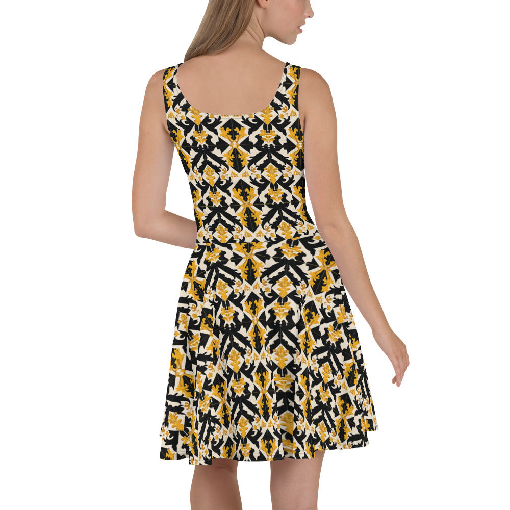 Skater Dress in French Inspired Pied De Poule Pattern