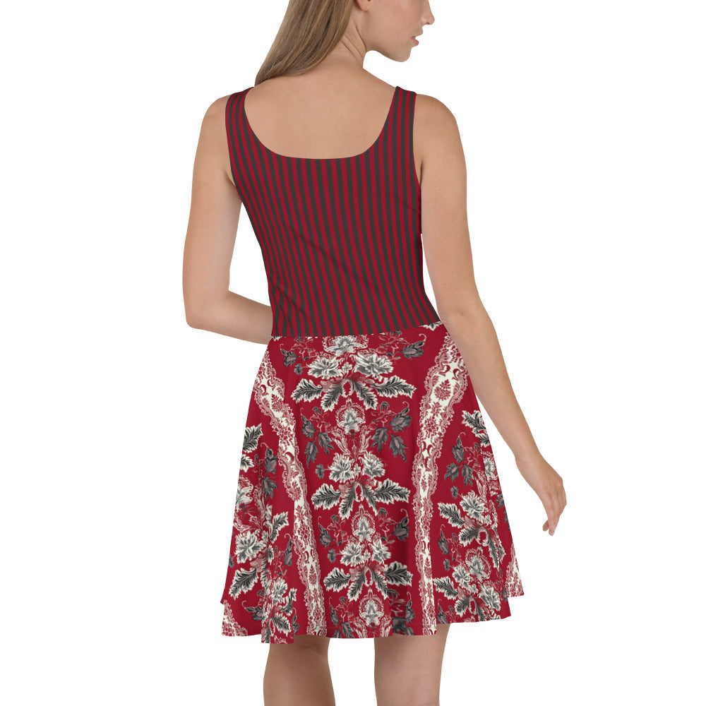 Skater Dress In French Inspired Dentelle and Rayures Pattern