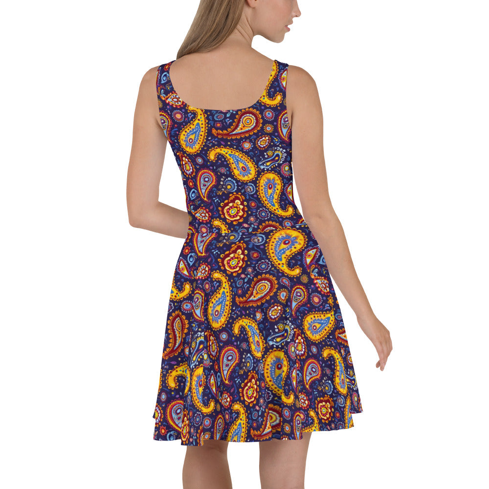 Skater Dress In Spanish Inspired Paisley Pattern