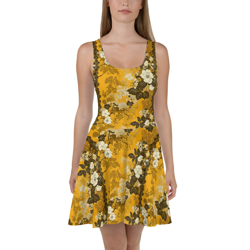 Skater dress in American barbizon inspired Asian Pattern