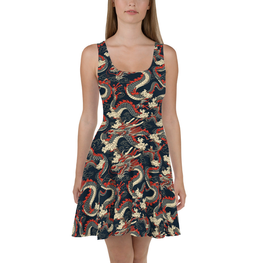 Skater Dress In Dragon Pattern