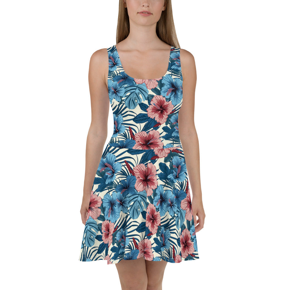 Skater Dress In Tropical Floral Pattern