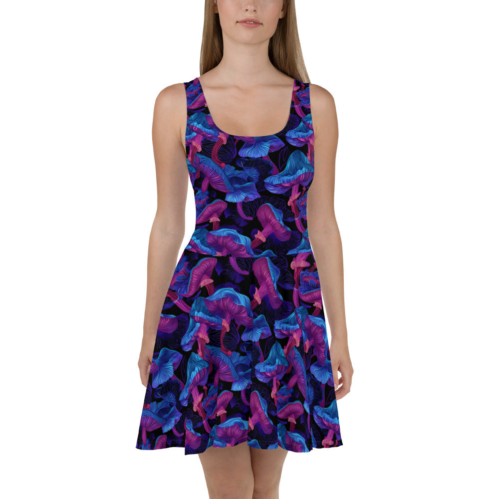 Skater Dress In Abstract Mushroom Pattern