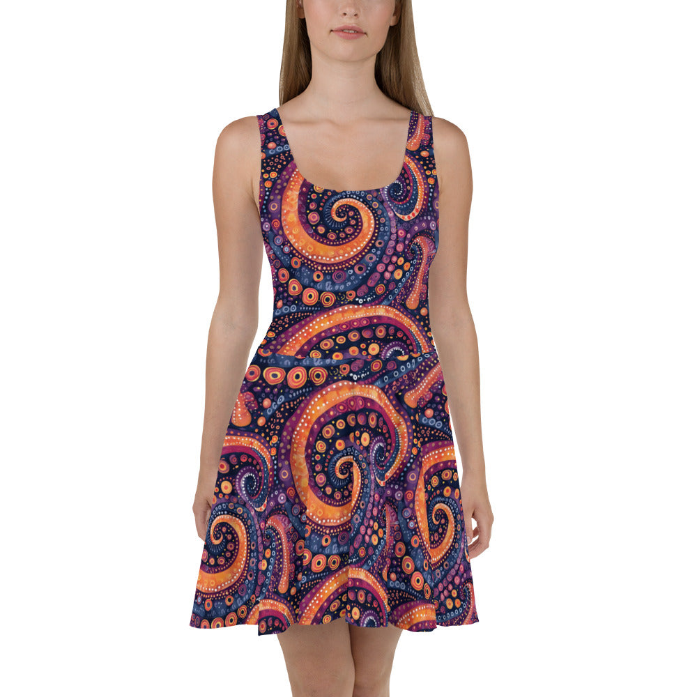 Skater Dress In Aztec Art Inspired Pattern