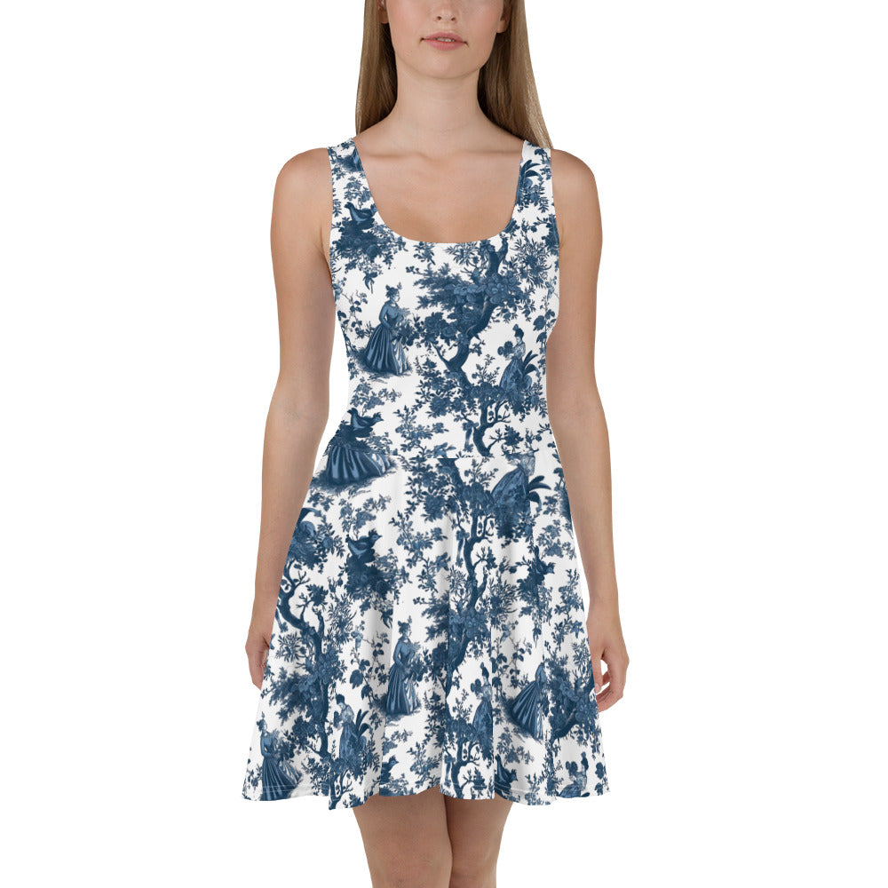 Skater Dress In French Toile de Jouy Pattern